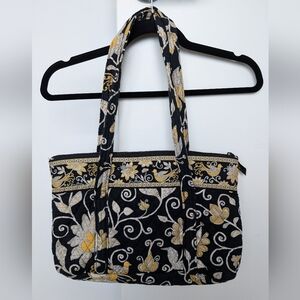 Vera Bradley Yellow Bird Pattern Zippered Shoulder Tote